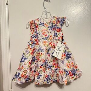 PIPPA & JULIE Kids' Daphne Swiss Dot Dress Size 6-9M